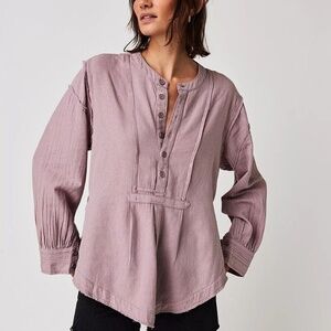COPY - Free People Edge Washed Shirt Burnished Lavender,Tunic Top Striped Print…